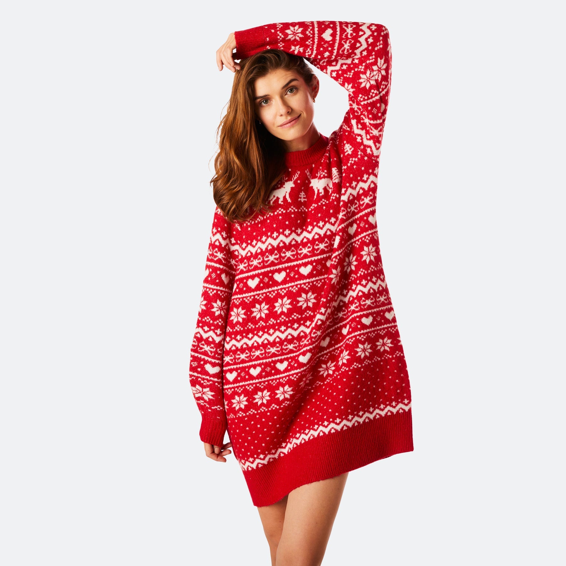 Classic Red Oversized Christmas  Sweater Dress