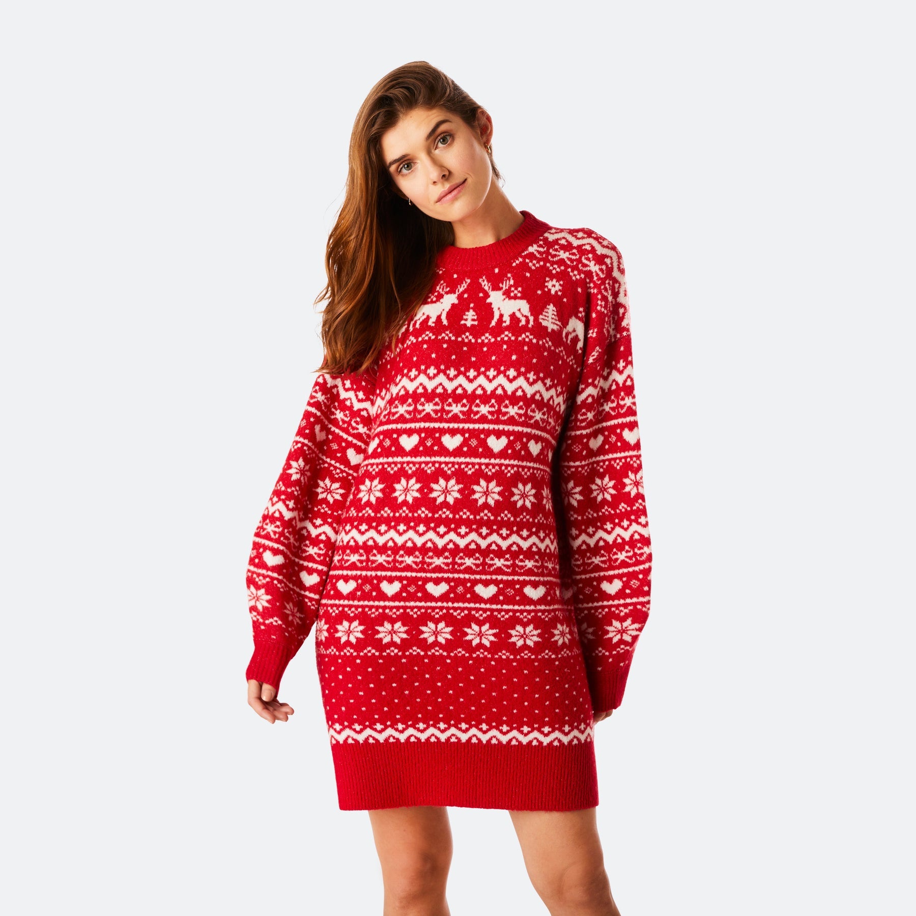 Classic Red Oversized Christmas  Sweater Dress