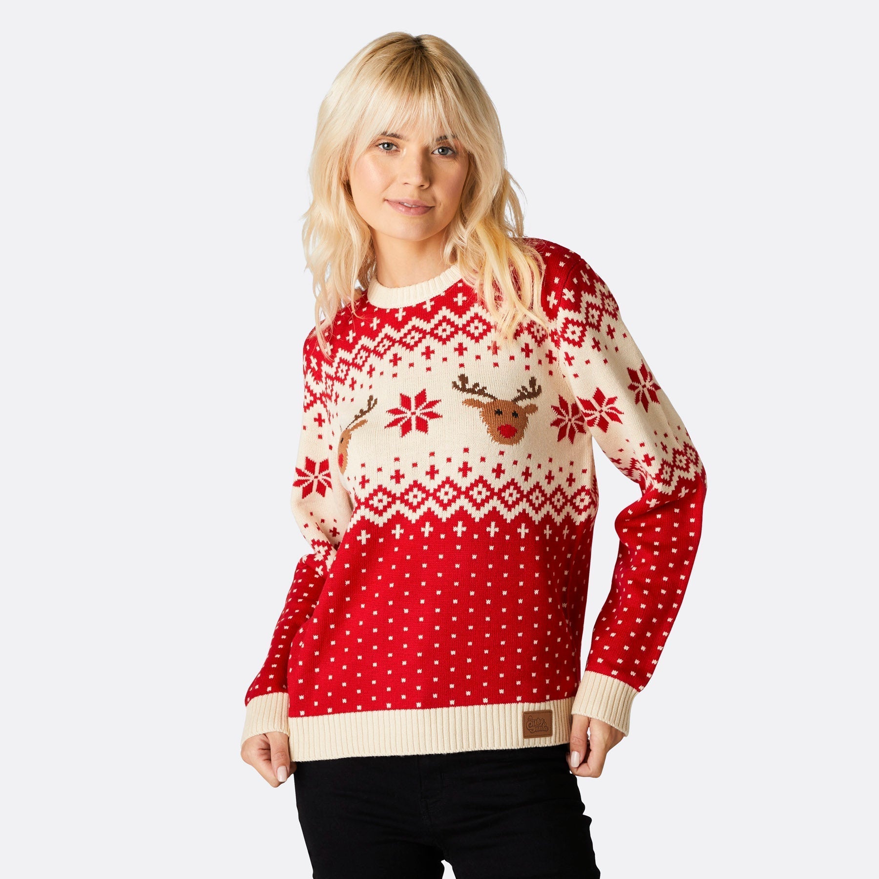 Festive Reindeer Red Christmas Sweater