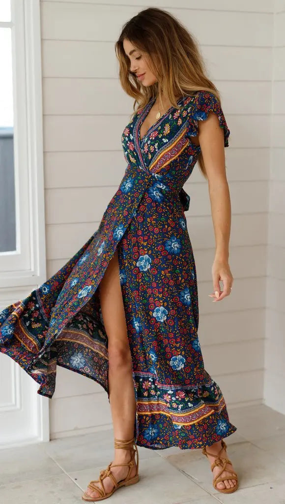 long black boho dress