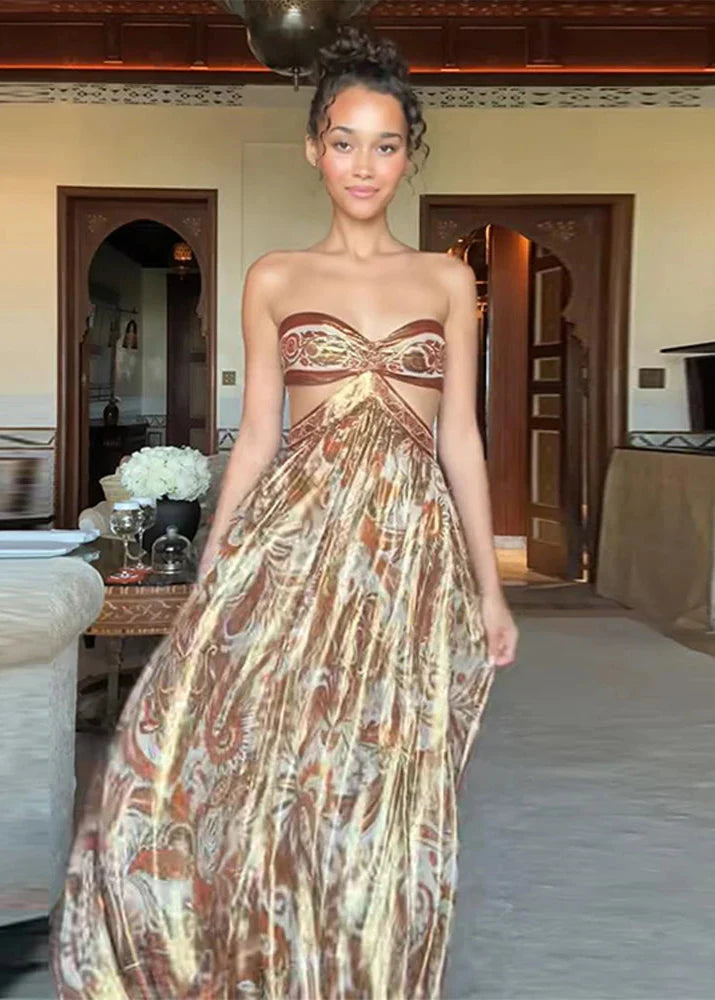 Chic Long Strapless Boho Dress