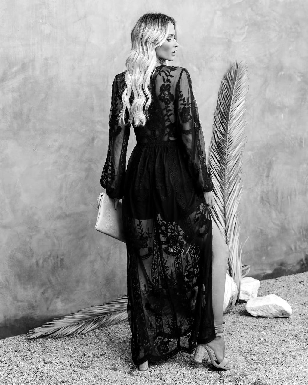 Long black bohemian lace Boho dress
