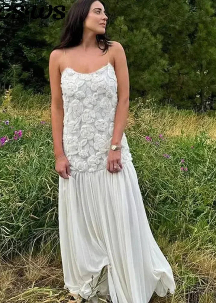 chic jacquard white Boho dress