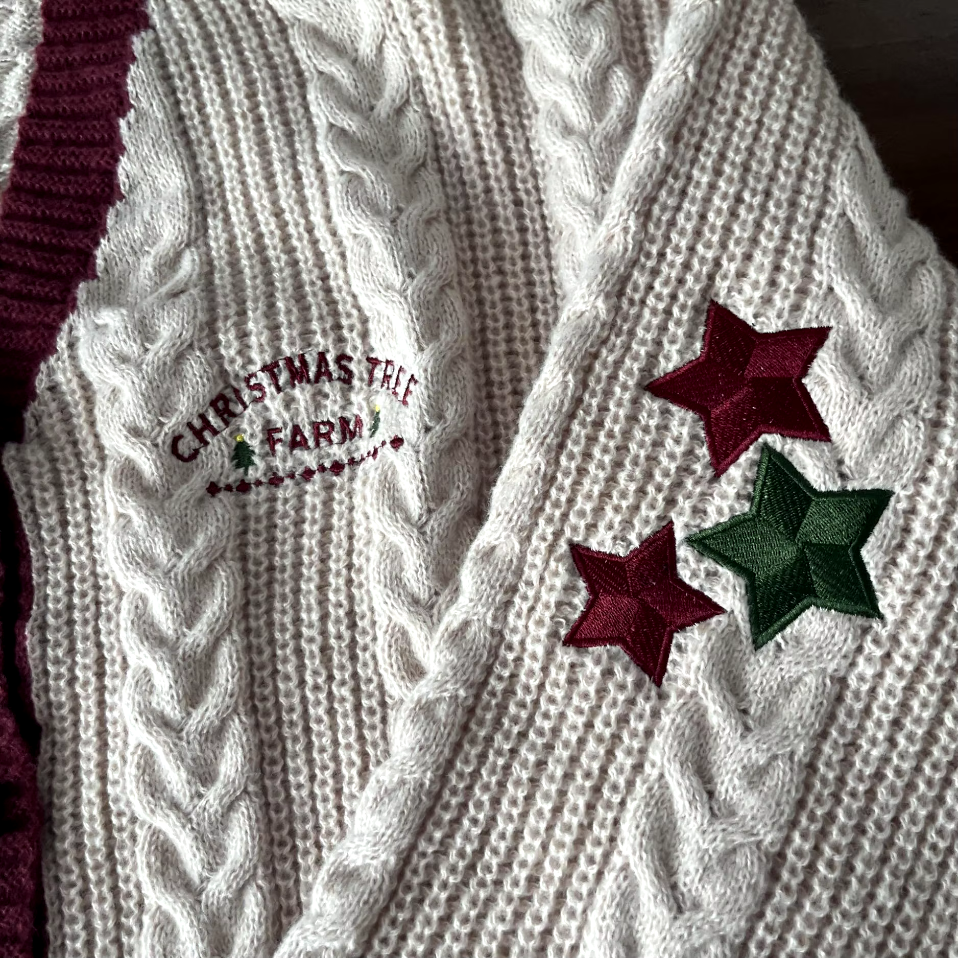 Maroon Christmas Tree Farm Cardigan -  Xmas Special Edition