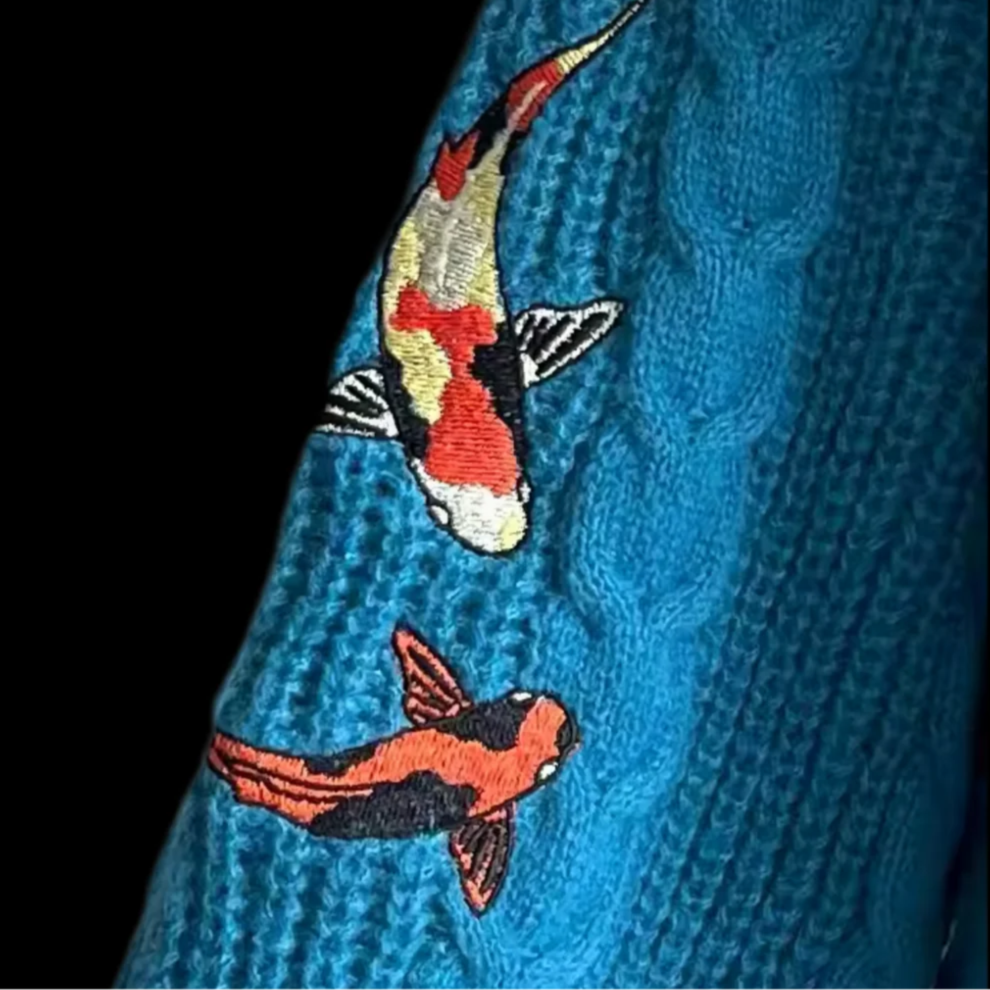 Koi Fish Embroidered Cardigan Sweater