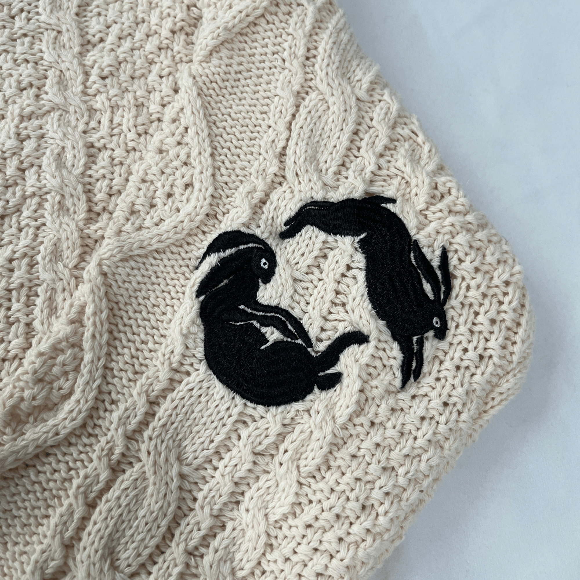 Bunny Knit Embroidered Cardigan, Knitted Sweater