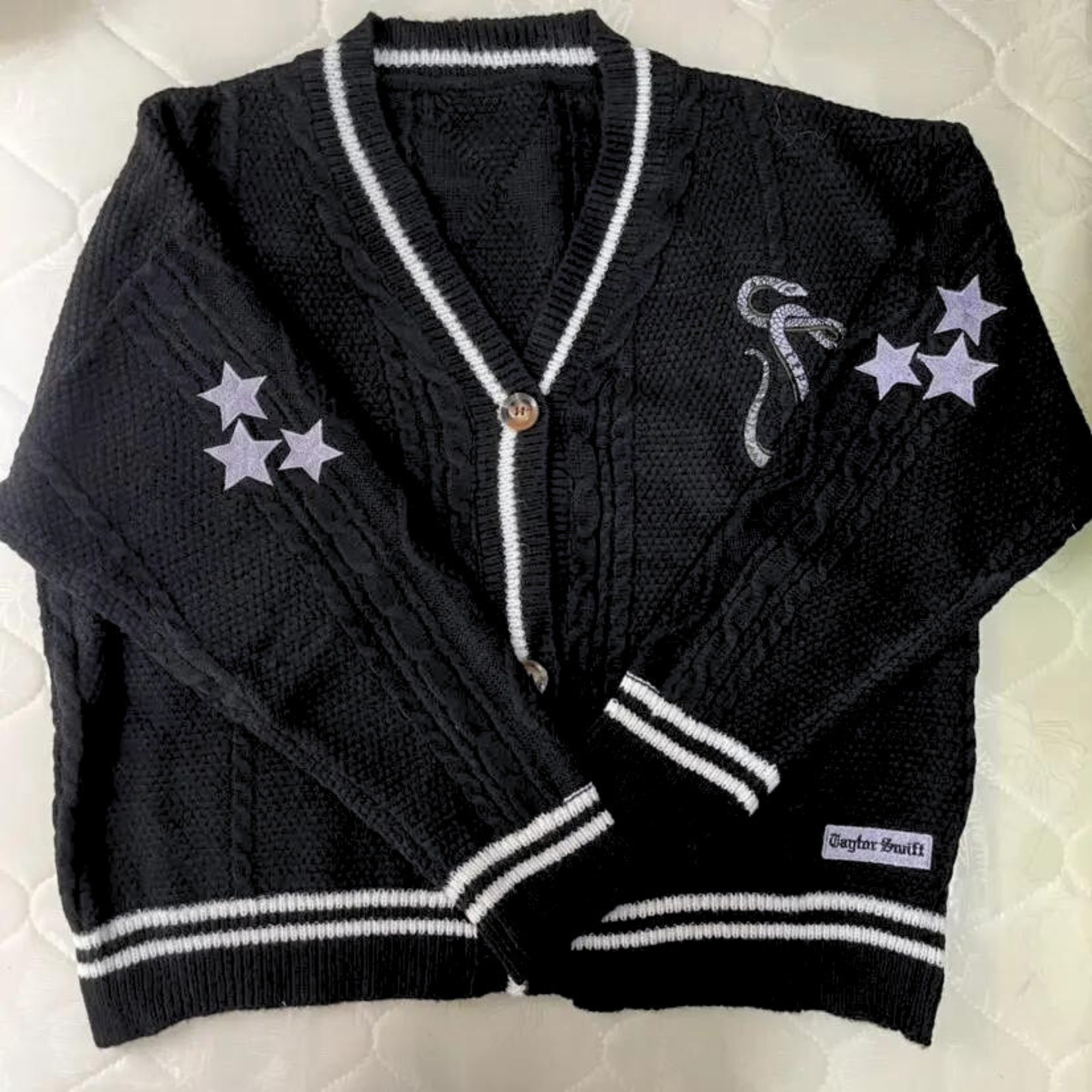 Black Reputation Cardigan Snake Embroidered, Eras Tour Outfit