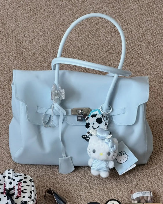 Transparent Solid Color Pvc Jelly Bag Tote Bag-blue
