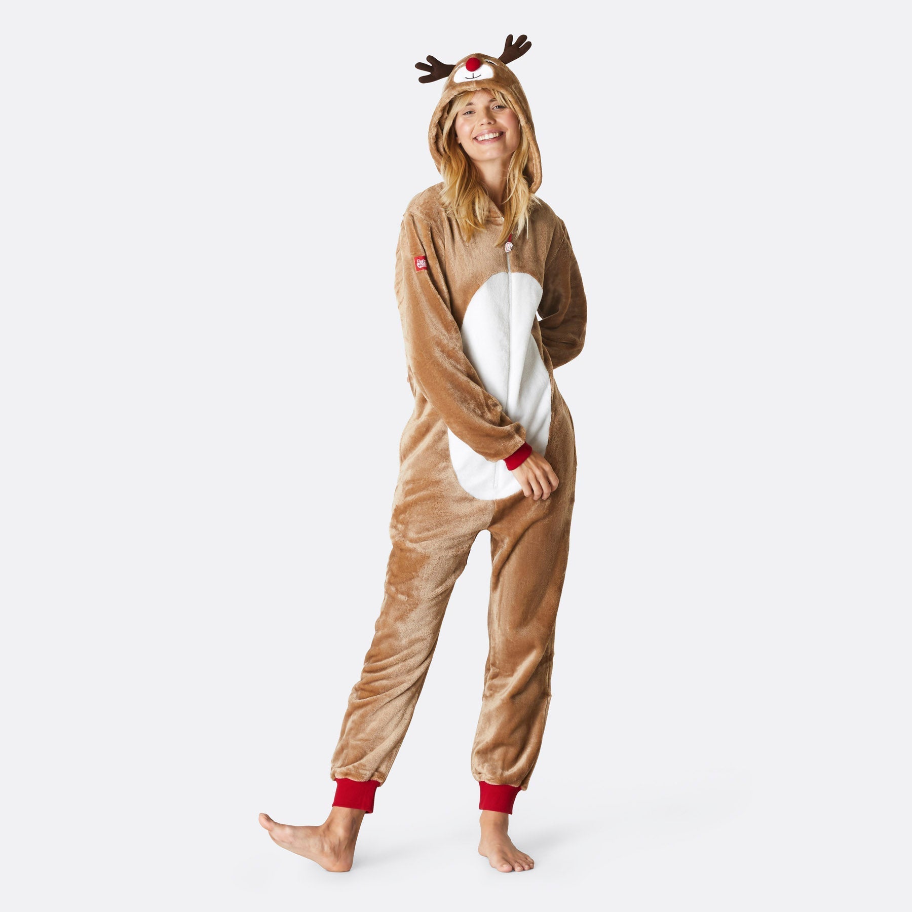Brown Reindeer Christmas Onesie Pajama Set