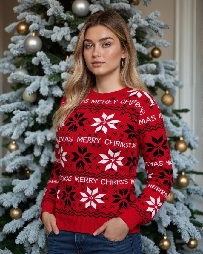 Red Snowflake - Letter Christmas Sweater