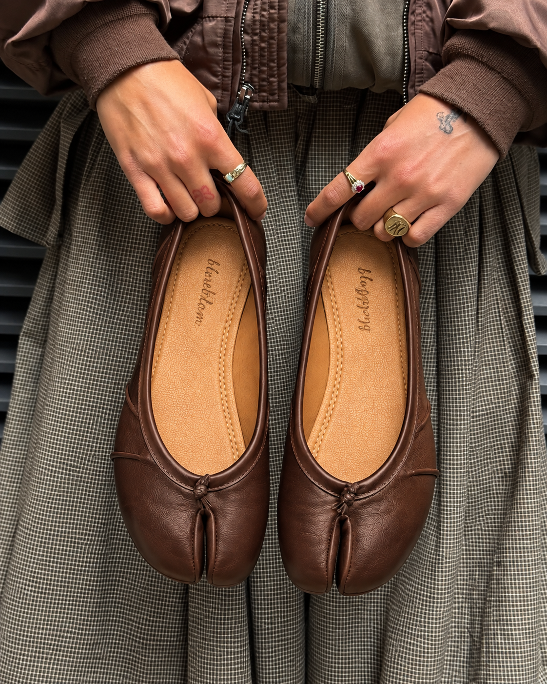 Brown Ballet Tabi Flats Shoes