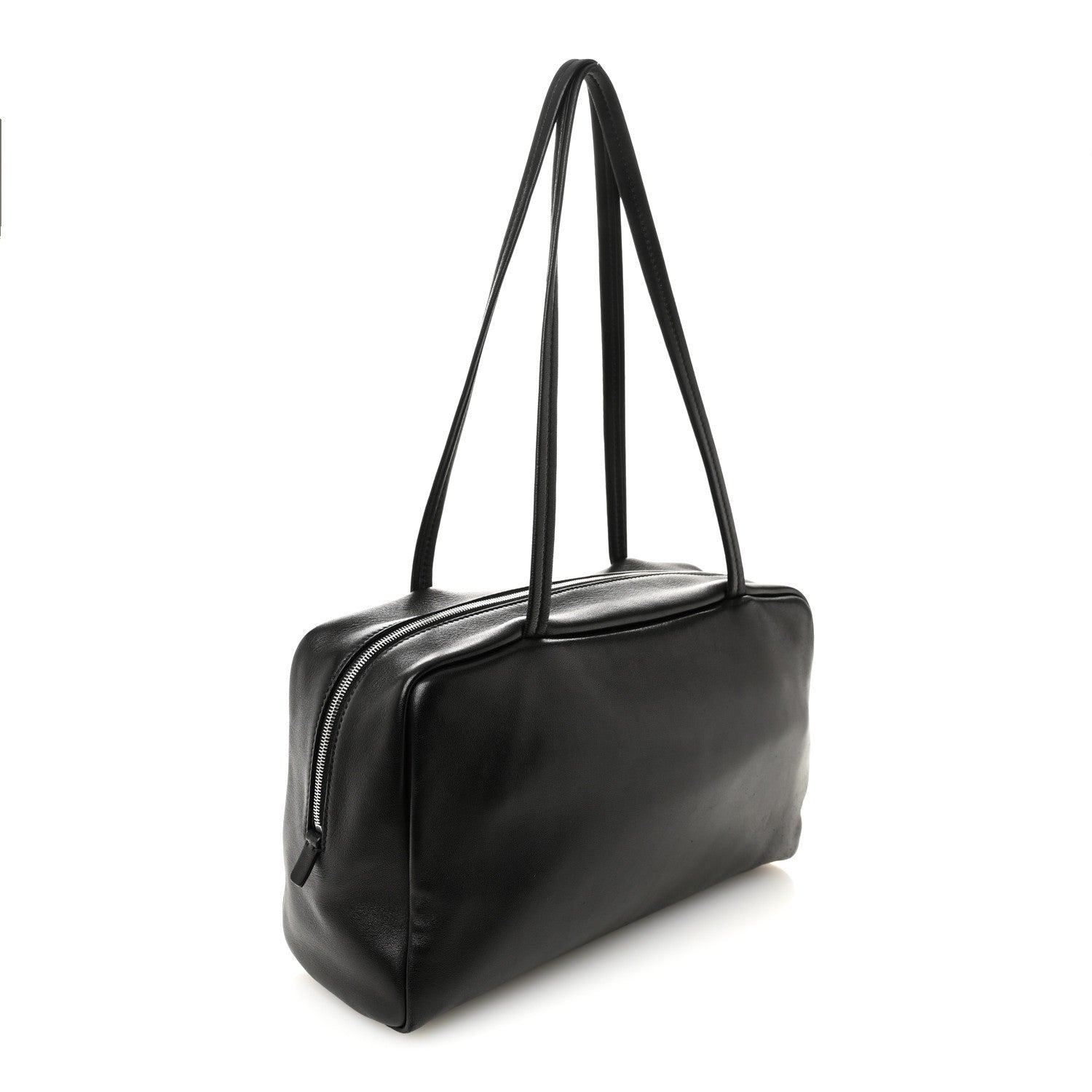 Nappa Astra Leather Shoulder Bowling Bag Black