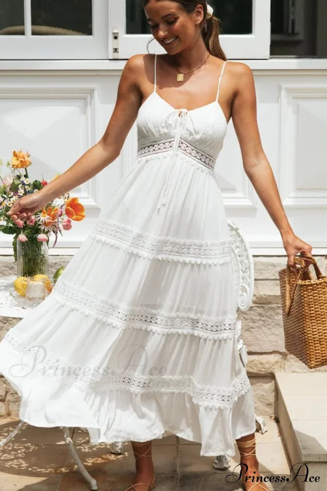 Sling Lace Charming Panel Maxi Boho Dress