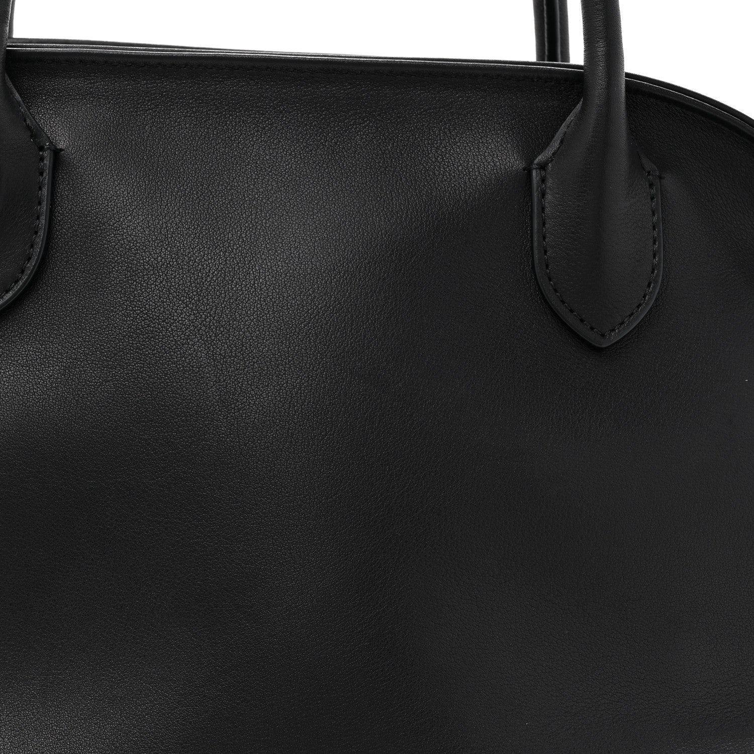 Polished Saddle Calfskin Agnes Leather Bag Black
