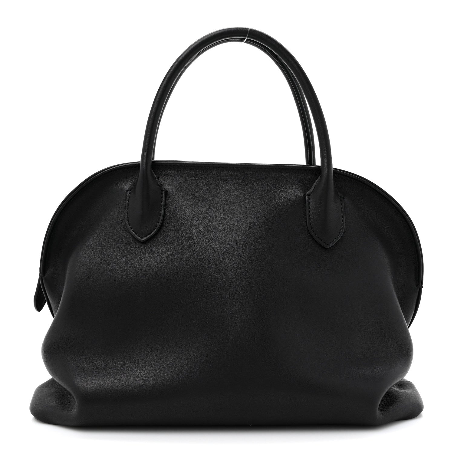 Polished Saddle Calfskin Agnes Leather Bag Black