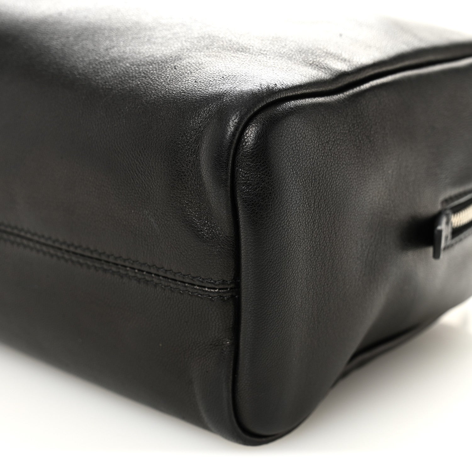 Nappa Astra Leather Shoulder Bowling Bag Black