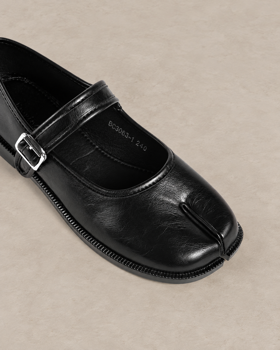 Black Adjustable Strap Tabi Mary Janes shoes