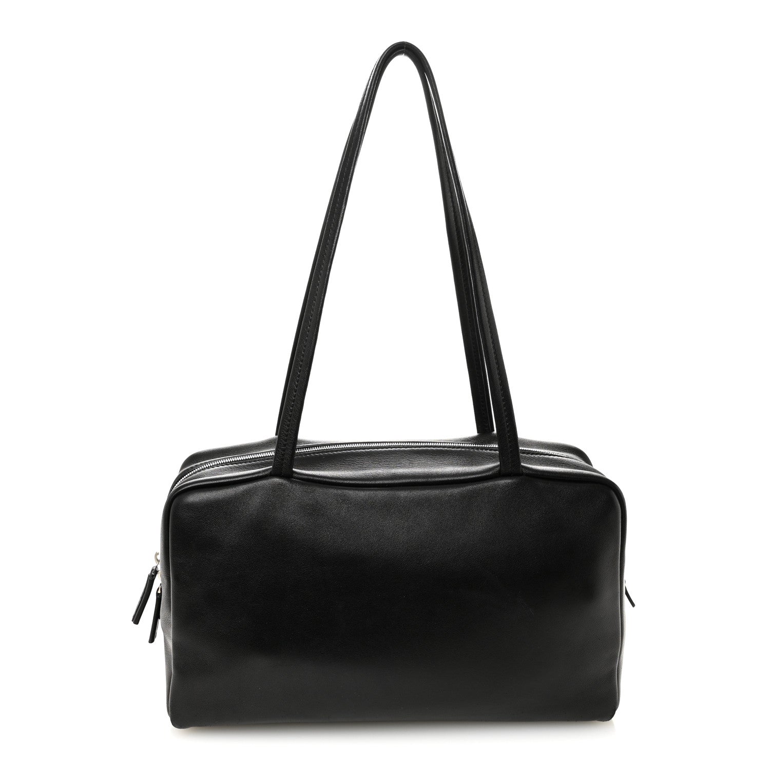 Nappa Astra Leather Shoulder Bowling Bag Black