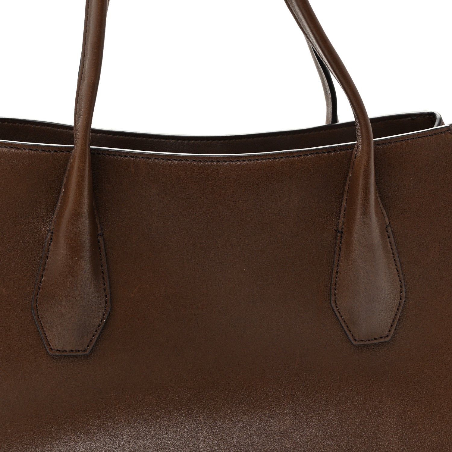 Polished Saddle Calfskin Alger Leather Shoulder Bag Deep Brown