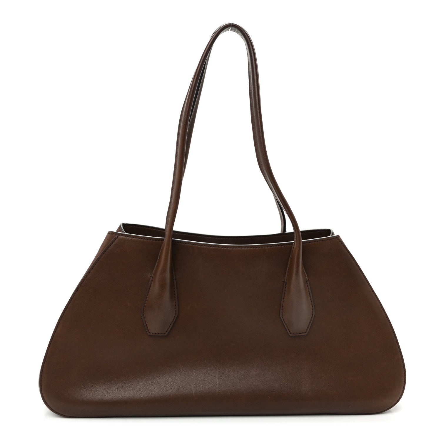 Polished Saddle Calfskin Alger Leather Shoulder Bag Deep Brown