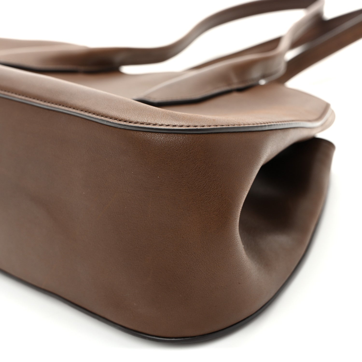 Polished Saddle Calfskin Alger Leather Shoulder Bag Deep Brown