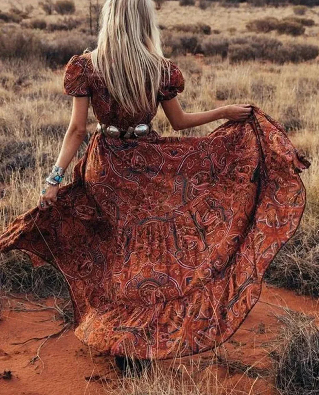 Floral Print Chiffon Boho Dress weatern dress