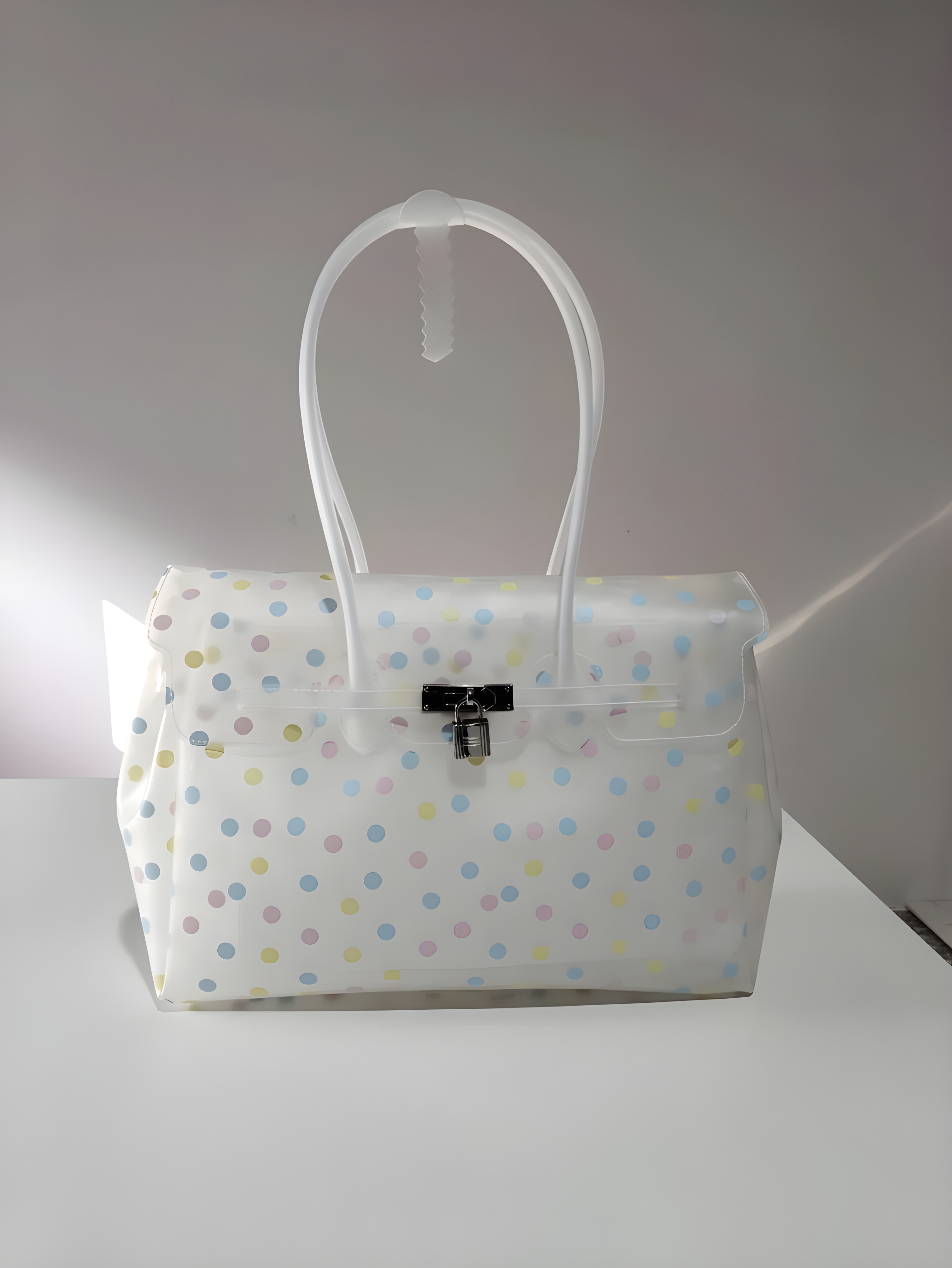 White Polka Dot TPU Jelly Tote Bag jellyfirkin bag