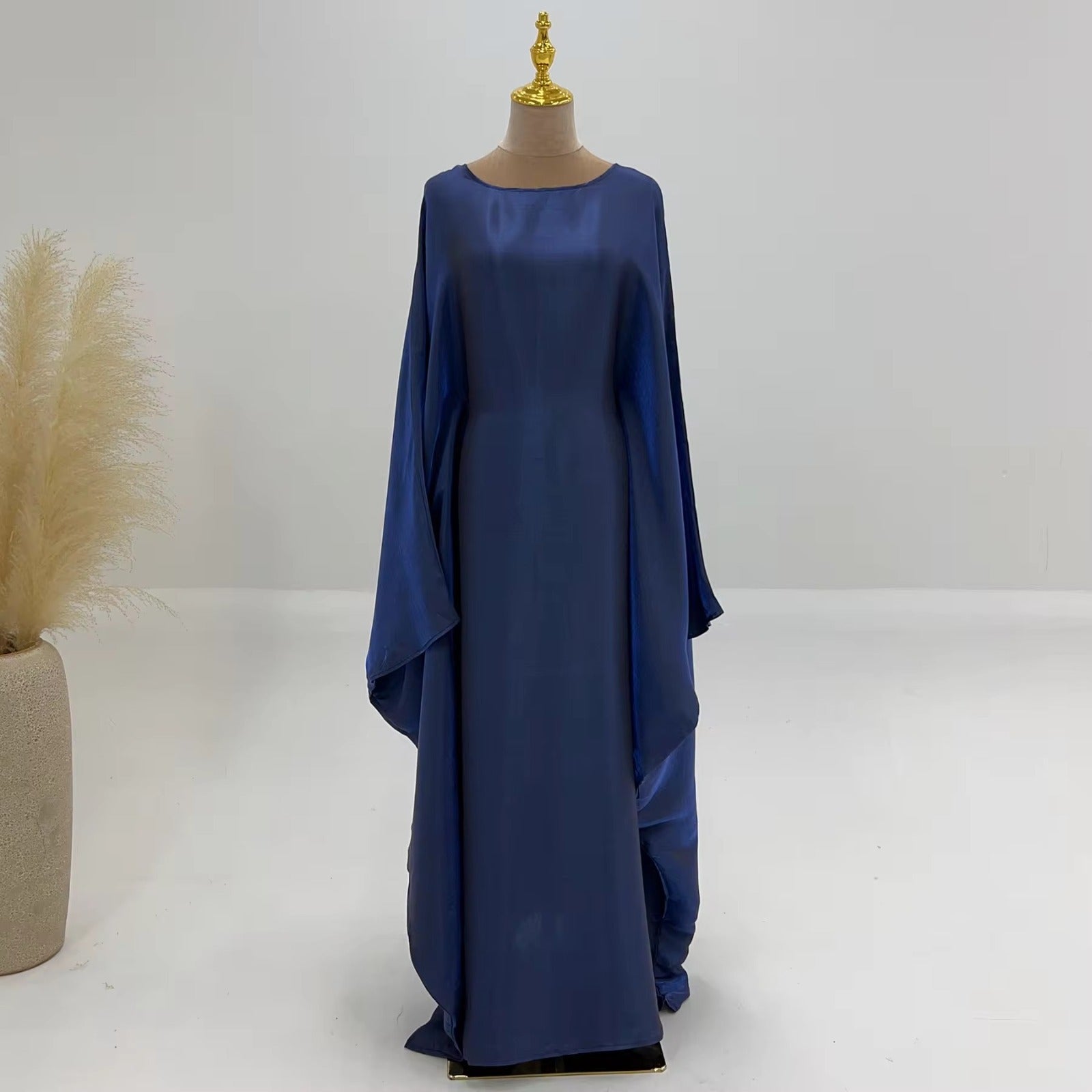 Baraa Batwing Satin Sleeve Abaya Maxi Dress kaftan dress
