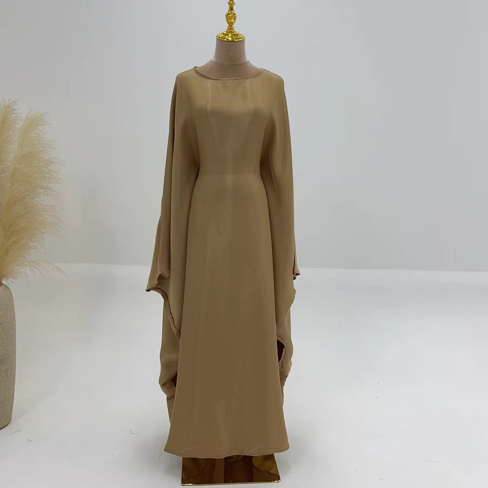 Baraa Batwing Satin Sleeve Abaya Maxi Dress kaftan dress