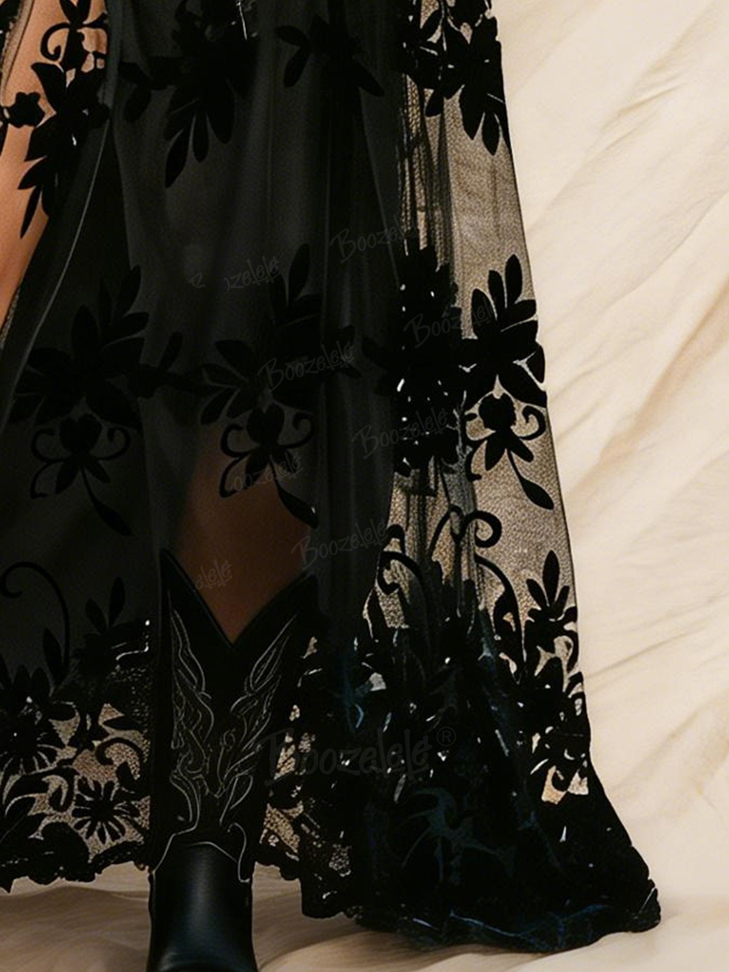 Sleeveless Spaghetti Black Lace western Dress