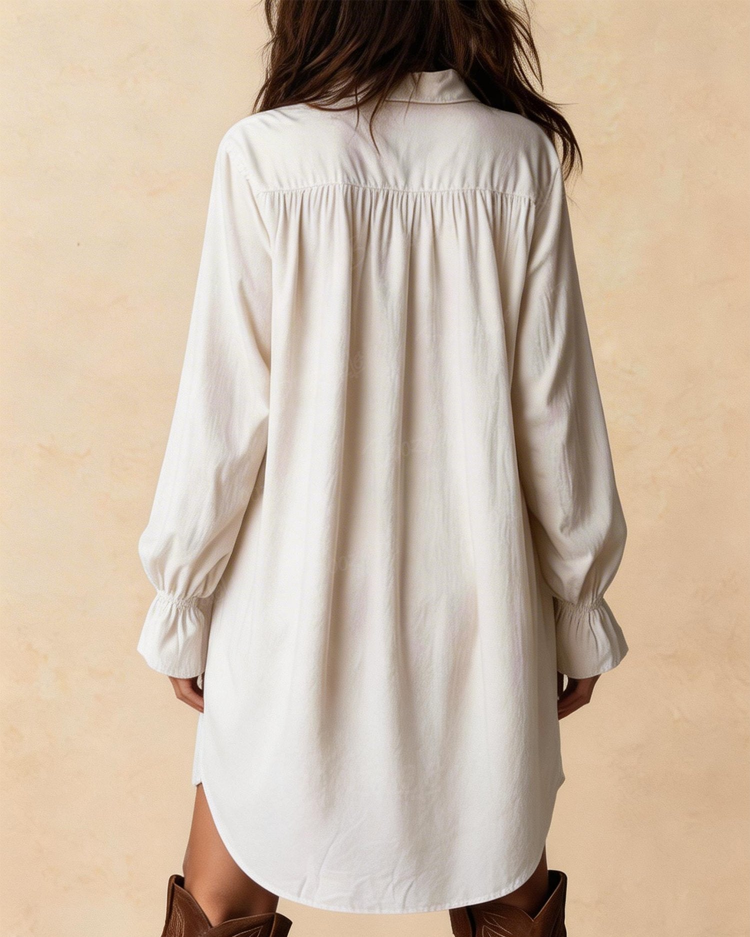 Bohemian Style White Lace Shirt Western Dress