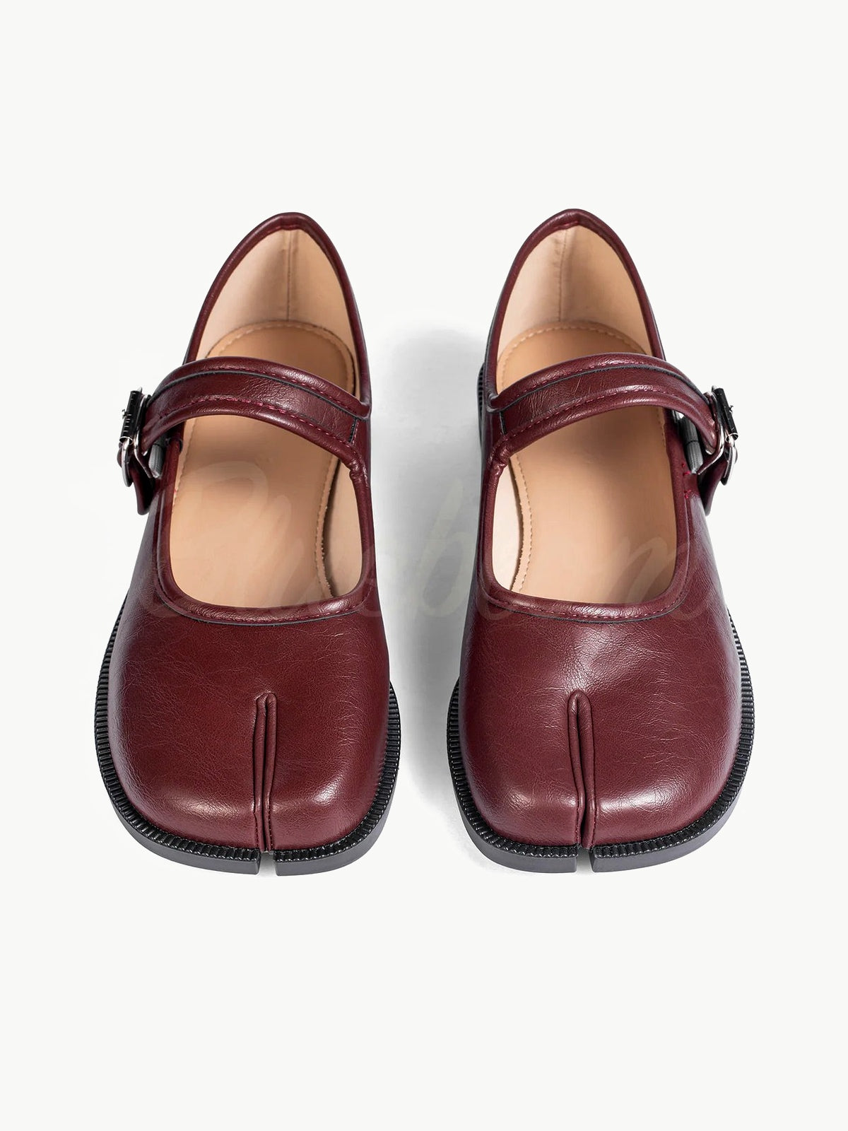 Red Adjustable Strap Tabi Mary Janes